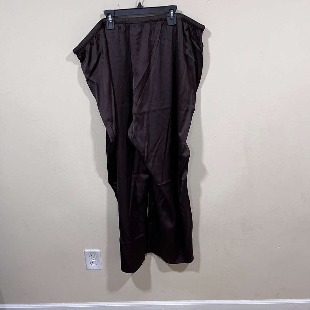 NWT Abercrombie Satin Pull On Pants - Dark Brown size XXL short wide leg - Picture 8 of 11